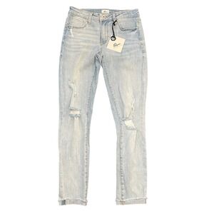 A2 Cuffed Distressed Jeans‎ Women's Size 3 Light Wash Denim